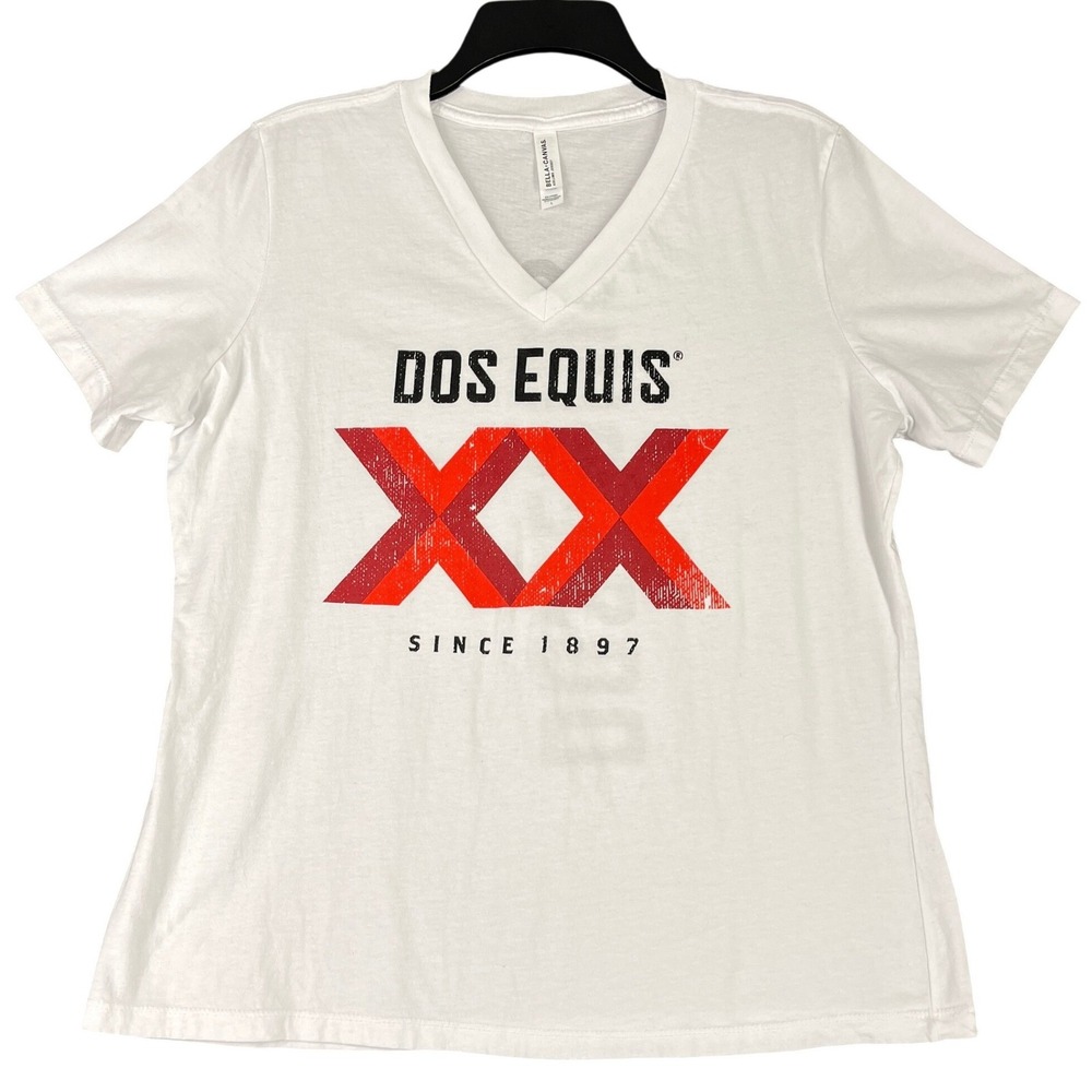 Bella Canvas Dos Equis Beer Graphic Tee V Neck Streetwear Gorpcore Shirt Women L